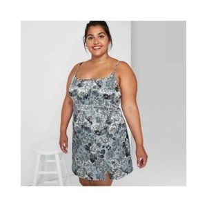 Wild Fable Grey Floral Notch Slip Dress 1x